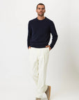 Crew Neck - Wool - Navy Giabe