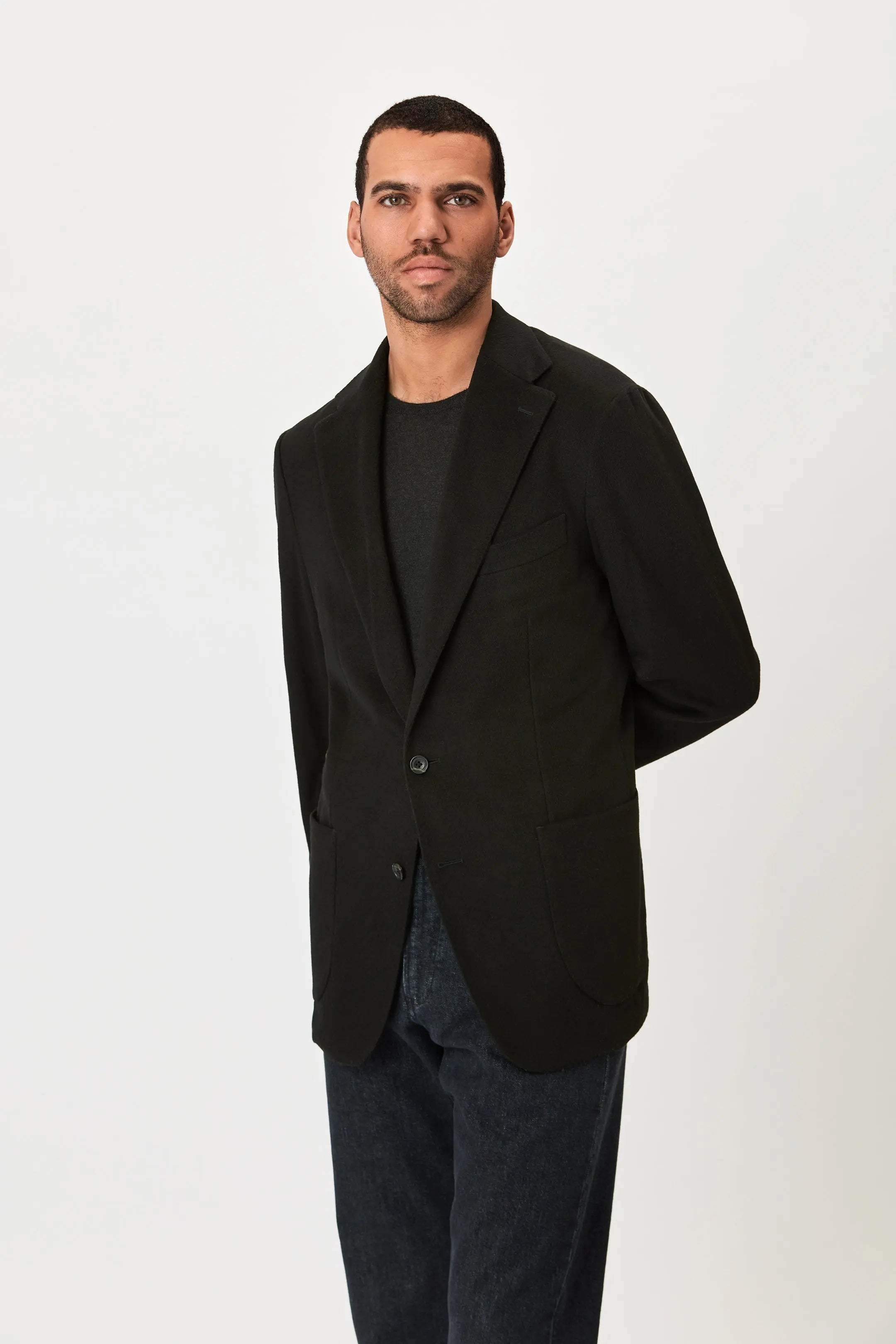 Jacket - Brushed Wool - Black Giabe