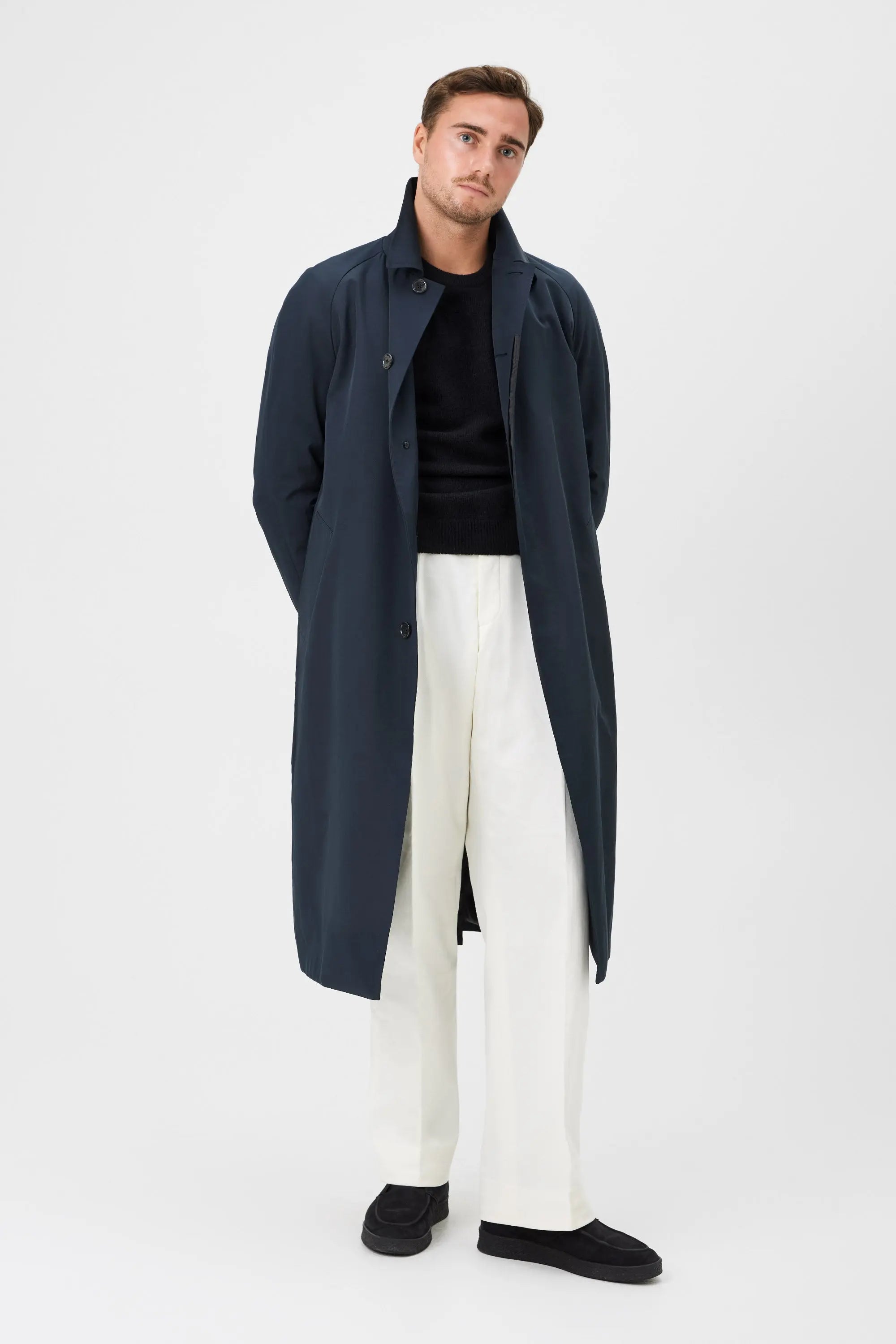 03 - Raglan Car Coat - Navy Giabe