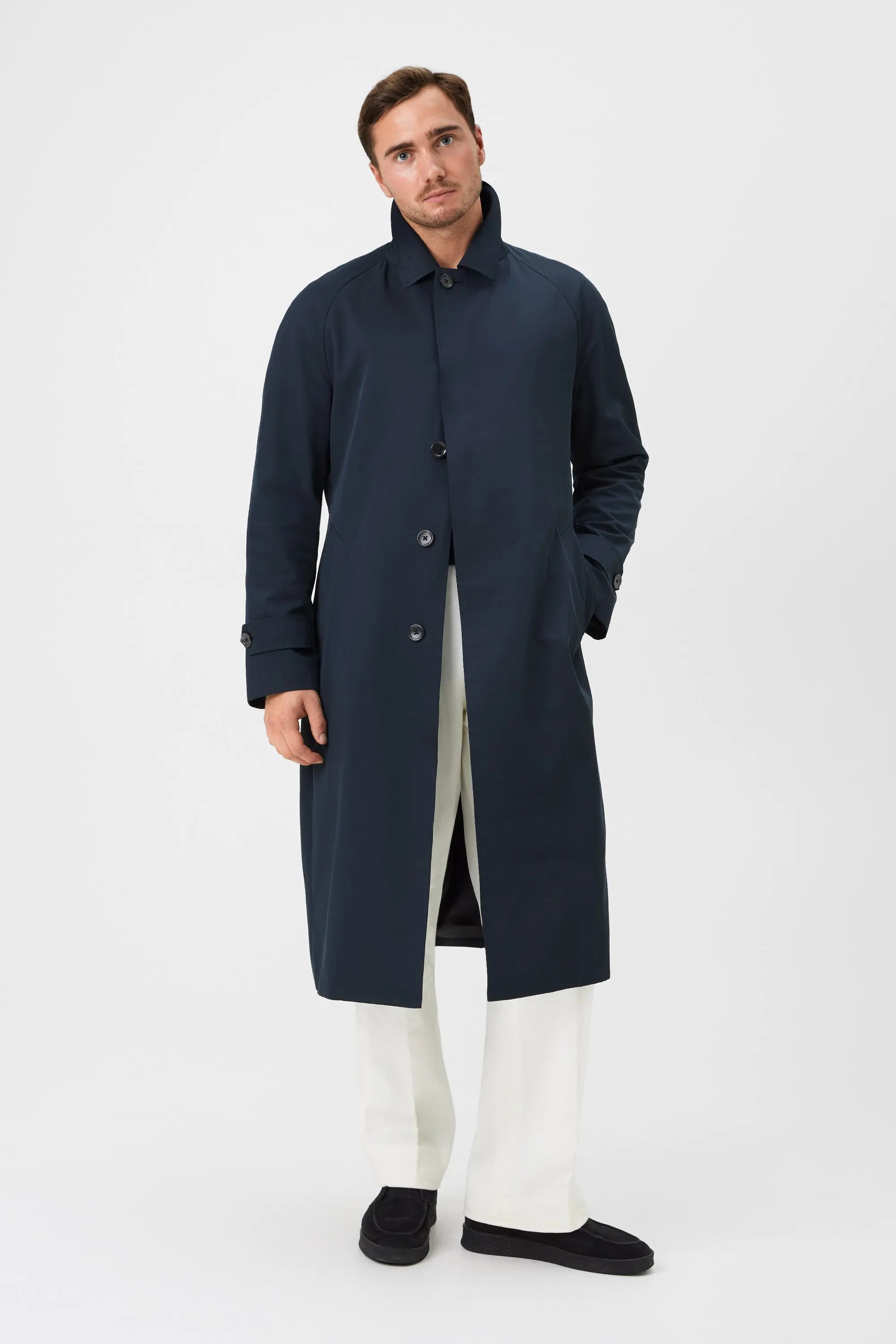 03 - Raglan Car Coat - Navy Giabe