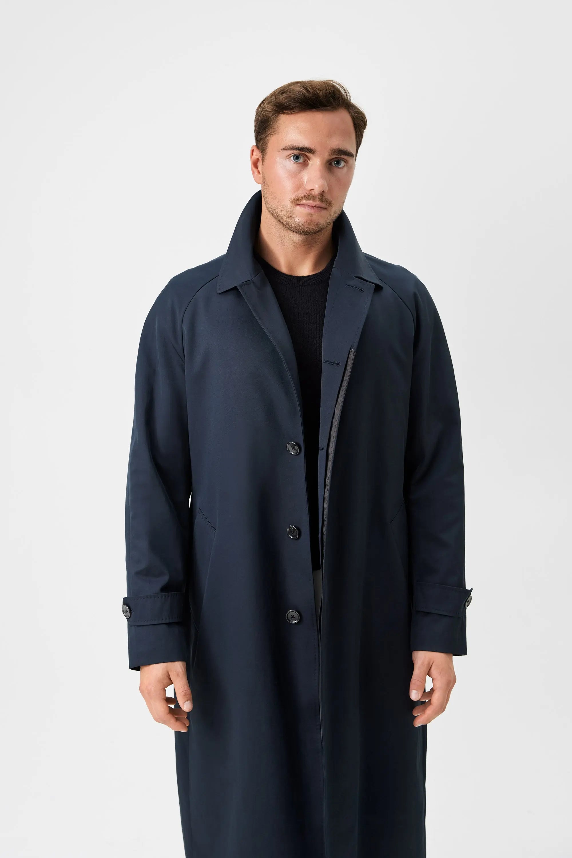 03 - Raglan Car Coat - Navy Giabe