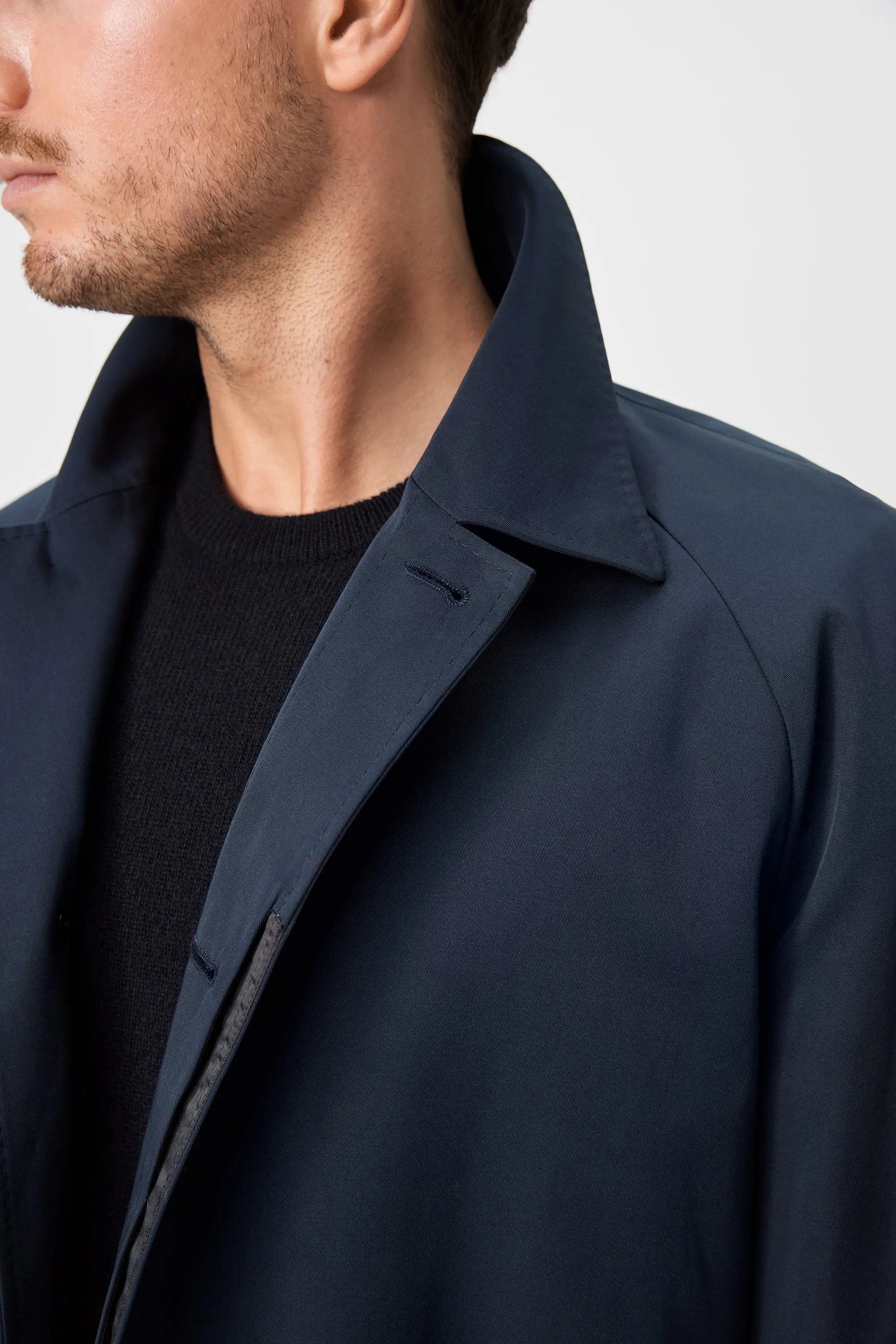03 - Raglan Car Coat - Navy Giabe