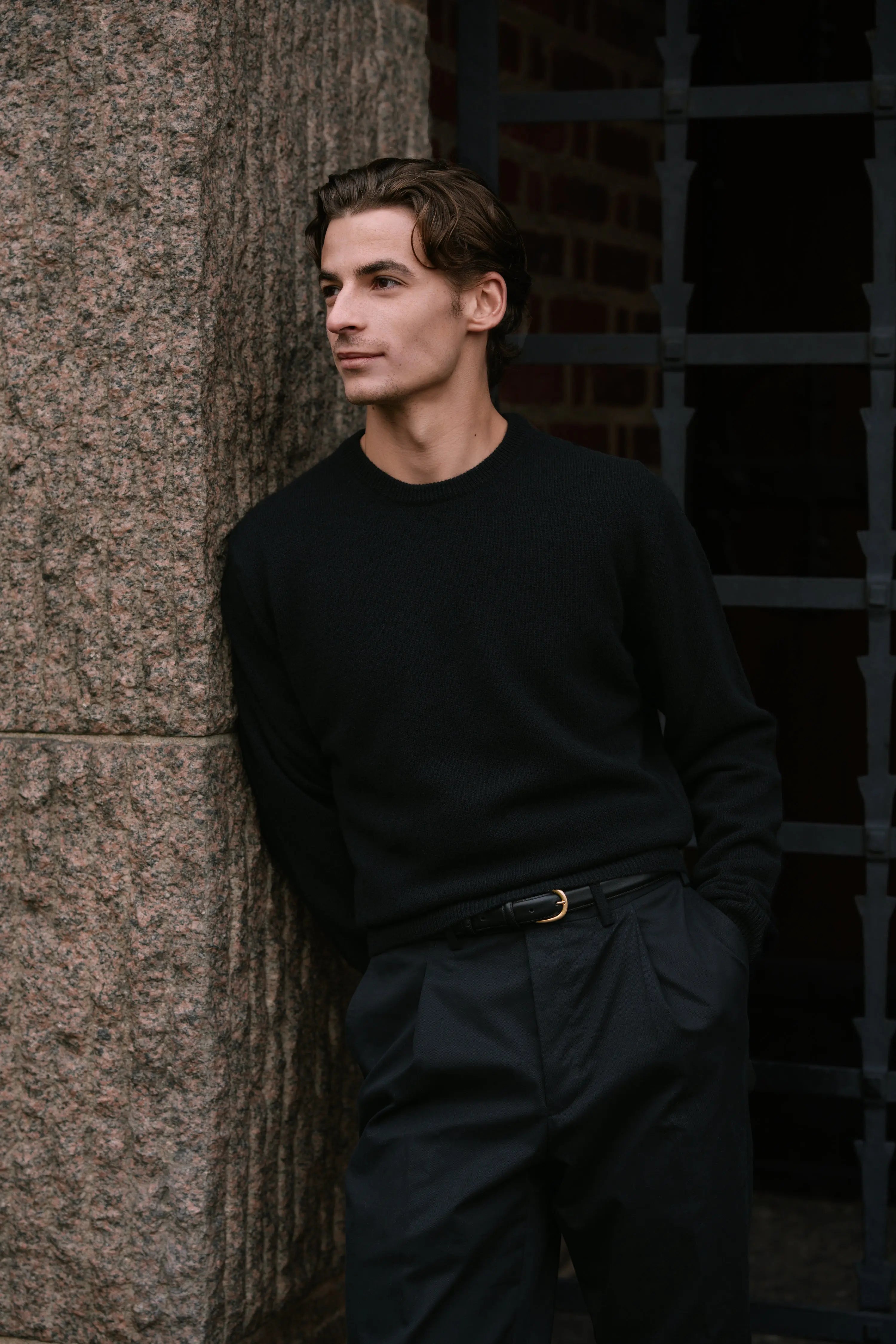 Crew Neck - Wool - Black Giabe