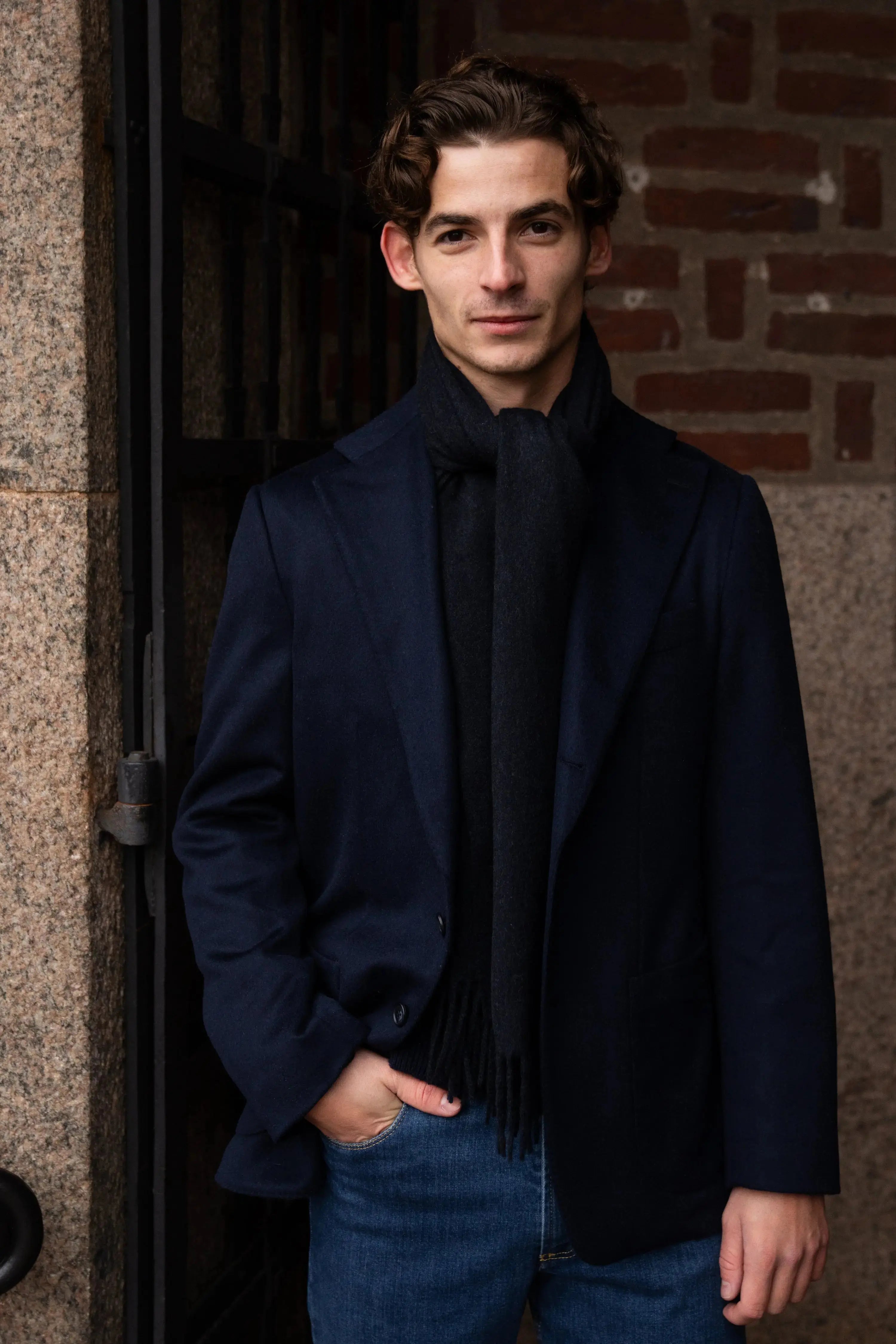 Cashmere Scarf - Navy Giabe